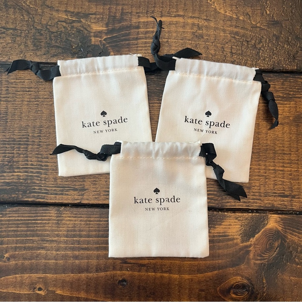 Kate Spade White Drawstring Jewelry/Accessory Bag Pouches-Set of 3